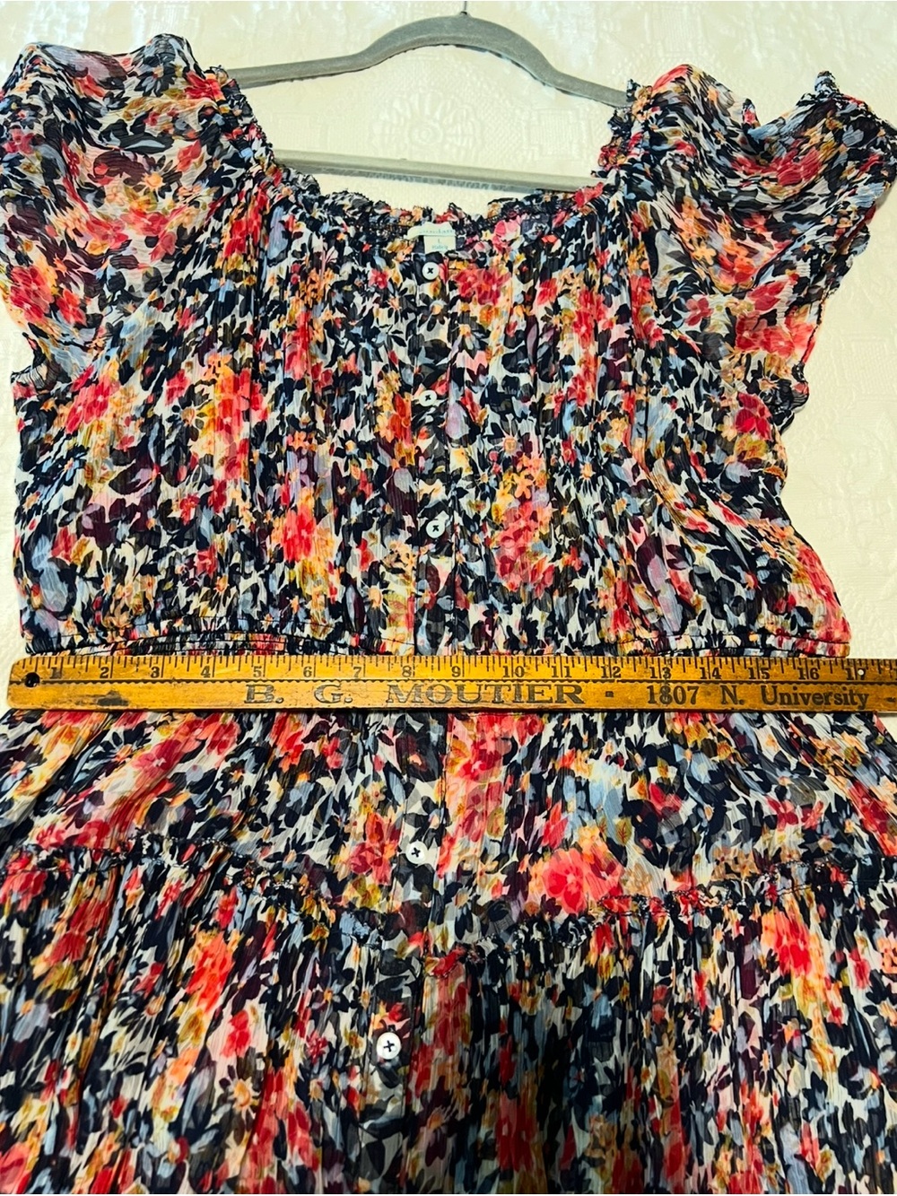 Sundance L Flutter Sleeve Knee Length Button Floral Dress Garden Party Travel - Picture 8 of 12